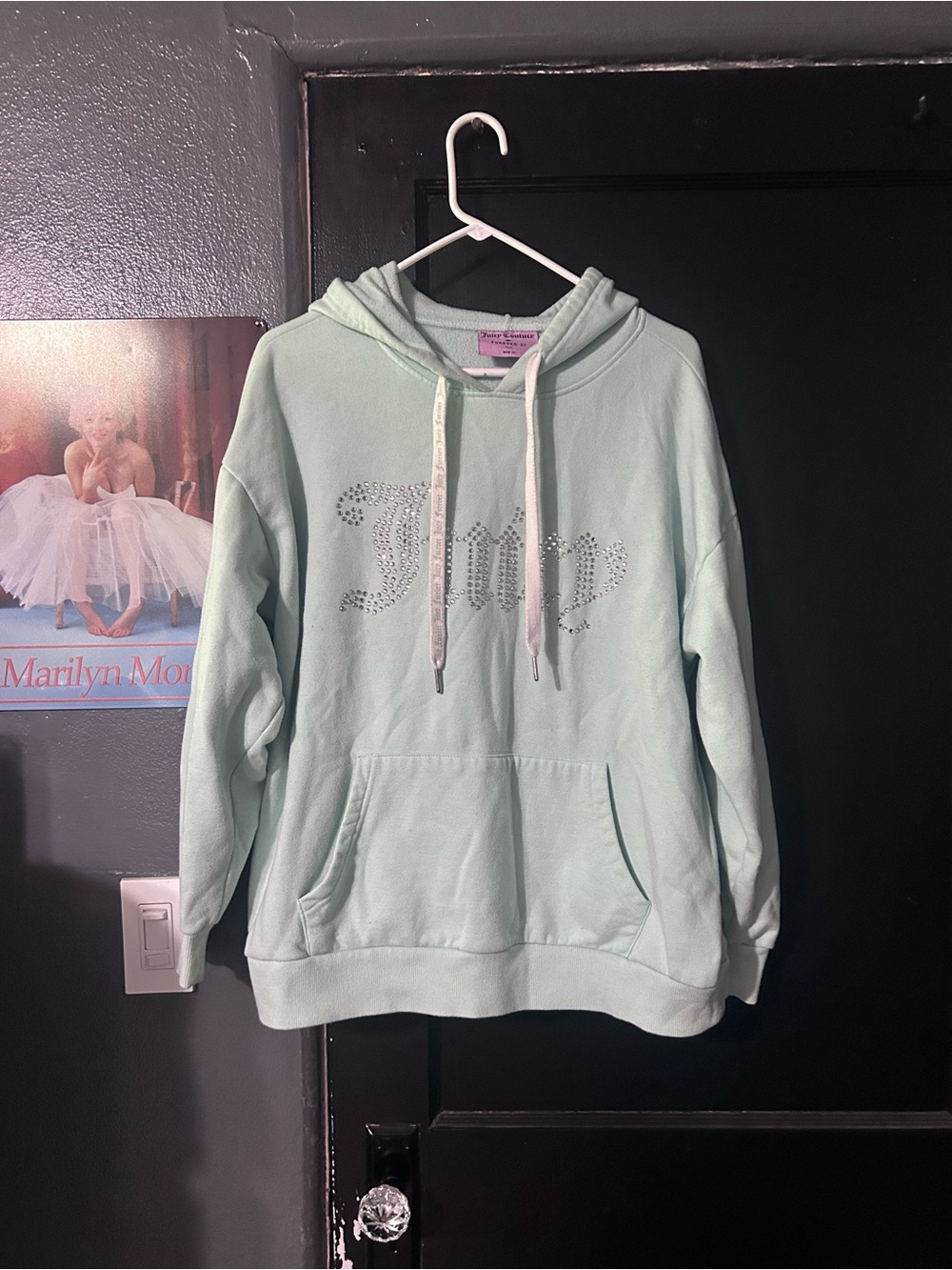 Forever 21 Juicy Couture Mint Rhinestone Logo Hoodie